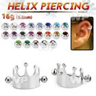 bber67 316l steel cartilage piercing crown w two 3mm jewel ball