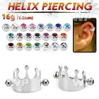 bber67 316l steel cartilage piercing crown w two 3mm jewel ball