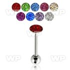 bbfcs3 316l steel tongue barbell with 5 5mm crystal head