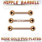 bbttb4 rose gold steel nipple barbell w 2 4mm balls