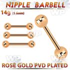 bbttb5 rose gold steel nipple barbell w 2 5mm balls
