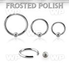 bcr14f4 steel ball closure ring, 14g w 4mm frosted ball