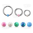 bcr16o4 316l steel ball closure ring 16g 4mm synthetic opal ball