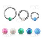 bcr16o5 316l steel ball closure ring 16g 5mm synthetic opal ball