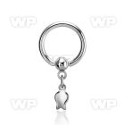 bcrg767 316l steel ball closure ring, 14g a dangling tulip 
