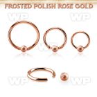 bcrr14f4 rose gold steel ball closure ring, 14g w 4mm frosted ball