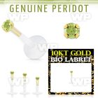 bioflex labret with push in 10kt gold w prong peridot 