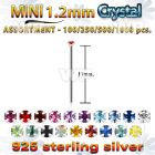 blk669 silver bend it nose stud bulk w 1.2mm prong set crystals