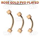 bnett2ds rose gold steel eyebrow banana w 2 2.5mm dices