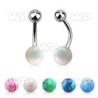 bnop6 316l steel belly banana w lower 6mm synthetic opal ball