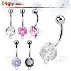 bnrdz8h steel casting belly banana w cz hoop for danglings