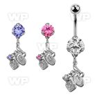 bnrz302 casted steel cz belly banana w lily flower design