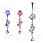 bnrz312 casted steel cz belly banana w chain or pear shaped czs