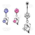 bnrz7 casted steel cz belly banana w dolphin w prong set cz