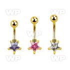 bntstz gold steel belly banana w star shaped prong set cz stone