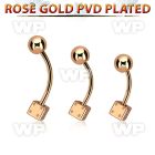 bnttsdi rose gold steel belly banana with a lower 5mm steel dice