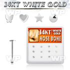 box w 12 white gold nose bones w mixed shaped tops
