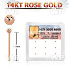 box w 14kt rose gold nose bend it nose stud w 1.5mm ball