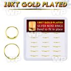 box w 18 pcs. of gold plated silver endless nose hoops