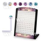 brac24 display w 120 bio  flex nose studs w 2.5mm crystals