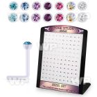 brac26 display w 120 bio  flex nose studs 2 2.5mm crystals