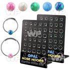 brnhm41 board w 30 silver endless nose hoops w ball w 3mm opal