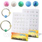 brnhm45 board w 30 gold silver nose hoops w ball 3mm opal ball
