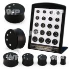 brpg208 display w areng wood solid double flare plug w crystals