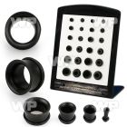 brpg212 display 24 pcs of areng wood single flare flesh tunnel