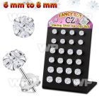 brsv9 silver ear stud w 6 8mm round prong cz stone