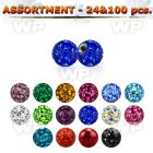 bulk w 3mm multi crystal ball 20g resin cover