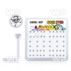 bxa36 box w 120 bio  flex nose studs w 2mm clear crystal