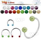 cbefr3l xxl steel circular barbell 16g w 3mm multi crystal balls