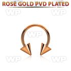 cbettcn5 rose gold pvd plated steel circular barbell w 5mm cones