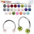 cbprl xxl steel circular barbell, 14g w 5mm faux pear balls