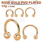 cbttb4 rose gold steel circular barbell w 2 4mm balls