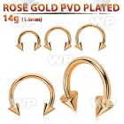 cbttcnm rose gold pvd plated steel circular barbell w 4mm cones