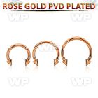 cbttcns rose gold pvd plated steel circular barbell w 3mm cones