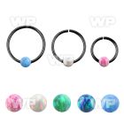 cpselo22 black silver seamless ring 22g w 3mm synthetic opal
