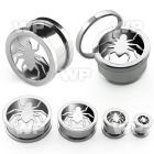 d3m8 surgical steel screw fit flesh tunnel laser cut out spide ear lobe piercing