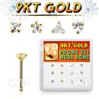 d9gnb13 box w 9kt gold nose bones w czs in mixed shape