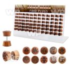 dacb220 display w 72 pcs of assorted logo wood fake plugs