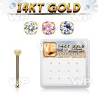 dgnb23 box w 14kt gold nose bones w 1.25mm round cz 