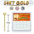 dgys4 box w 14kt gold bend it nose studs w prong set 1.5mm cz 