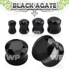di31 black agate stone double flared plug faceted cut