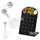 display w 24 bio flex labrets w 3mm clear jewel ball top 