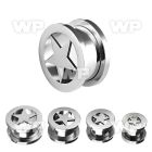 dm3r surgical steel screw fit flesh tunnel laser cut out star ear lobe piercing