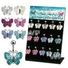 dmix15b display w steel belly bananas w multi crystal butterfly