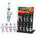 dmix17b display w steel belly banana w dangling crystal rabbit 