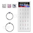 dnsm162 box w 24 silver nose rings w set 1.5mm mix color cz tops